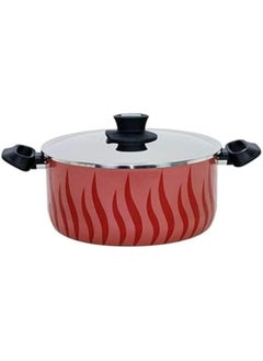 اشتري Tempo Flame Cooking Pot With 2.5 Mm Stainless Steel Black Bakelite Handle 22 Cm في السعودية