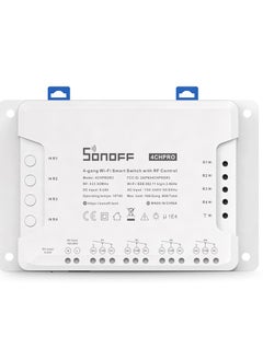 اشتري 4CH Pro R3 Wi-Fi Smart Switch 4-Channel Din Rail Mounting Home White 145x90x34mm في مصر