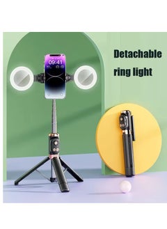 Buy Wireless Bluetooth Tripod Selfie Stick with Dual LED Ring Light and Remote for iPhone Samsung | Portable and foldable mobile phone holder, ideal for travel in Egypt