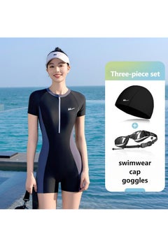 Buy Women's Summer Swimwear With Swimming Goggles and A Swimming Cap in UAE