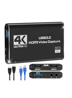 Buy Capture Card, Video Capture Card 4K 1080P 60FPS, HDMI Capture Card Switch, Game Capture Card USB 3.0 for Live Streaming Video Recording, Screen Capture Device Work with PS4/PC/OBS/DSLR/Camera in UAE