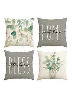 اشتري Throw Pillow Covers, Set of 4 Eucalyptus Leaves Throw Pillow Covers Decorative Pillow Cases for Sofa Couch Living Room Outdoor (45 * 45 cm) في السعودية