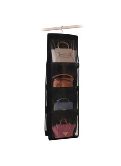 Buy 4-layer Handbag Purse Dust-proof Organizer with 8 Pockets Metal Hook Black in UAE