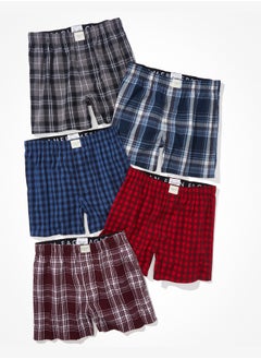 Buy AEO Plaid Stretch Boxer Short 5-Pack in UAE