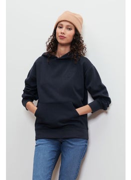 Buy Women Plain Long Sleeves Hoodies, Navy in UAE