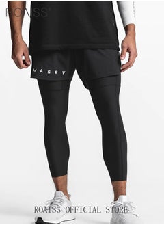 اشتري Men Stretch Basketball Pants with Mesh Design Anti Exposure Breathable and Comfortable Outdoor Sports Cropped Breathable Fabric Quick Drying في الامارات