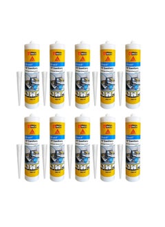 Buy RACO Sikasil 117 Sanitary Anti-Fungal Acetoxy Silicone Sealant For Sanitary Applications, Weathering Resistance 280ml (10, White) in UAE