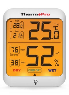 اشتري جهاز قياس الرطوبة الحراري الرقمي ThermoPro TP53، جهاز قياس درجة الحرارة والرطوبة عالي الموثوقية مع حالة راحة الهواء للمكتب والمنزل وغرفة المعيشة والمستودع والمستودع، جهاز قياس الرطوبة الأكثر مبيعًا في الامارات