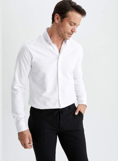 Buy Modern Fit Button Down Polo Neck Long-Sleeved Shirt in UAE