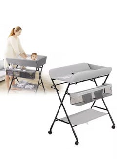 اشتري Foldable Baby Changing Table with Wheels and Storage Bag Adjustable Height Folding Diaper Station في السعودية