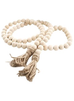 Buy 58 Inches Wood Bead Garland With Tassels Rustic Country Prayer furniture Decor in Saudi Arabia