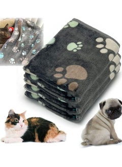 Buy Puppy Blankets Super Soft Warm Sleep Mat Grey Paw Print, 1 Pack Cute Blanket Fluffy Fleece Pet Flannel Throw Dog for Small Dogs Cats, Medium (80 * 100CM) in UAE