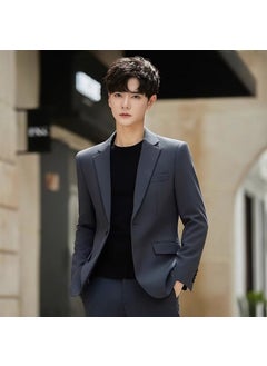 اشتري Mens Korean Slim Fit Casual Blazer Jacket dark gray في السعودية