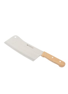 Buy Stainless steel cleaver knife with wooden handle - beige, 41 x 10 cm in Saudi Arabia