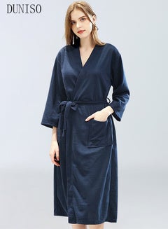اشتري Women's Waffle Kimono Bathrobe Short Sleeve Sleepwear Spa Robe Nightwear Nightgown Women Water Bathrobe Bridesmaid Robes Dressing Gown Autumn Robe في السعودية