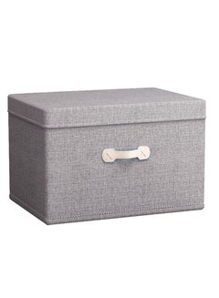 Buy Storage Bins with Lids,Large Collapsible Foldable Linen Fabric Storage Boxes with Two Handles,Organizer Basket Cube with Cover for Home,Bedroom,Closet,Office & Nursery(Size 46 * 28 * 36cm) in Saudi Arabia