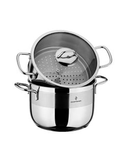 Buy Sofram steel steam pot size 24cm with glass lid in Saudi Arabia