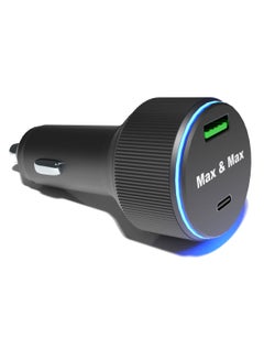 Buy 52W Fast Car Charger Dual port USB A, USB Type C PD+Q 3.0 Compatible with iPhone 15 14 13 12 11 Pro Plus Max iPad mini, Huawei, Android Samsung S23 S22 Ultra and all other mobiles - Black in UAE