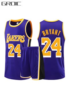 اشتري Kobe Bryant Jersey 24# Basketball T Shirt and Shorts,Basketball Jersey for Adults,Basketball Suits,BasketballJersey Set(Purple,3XL) في الامارات