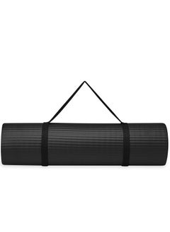 Buy Yoga Mat - Non Slip Yoga Mat with Yoga Mat Strap Included - Exercise Mat Ideal for HiiT, Pilates, Yoga and Many Other Home Workouts - 185 x 90 x 10cm(BLACK) in UAE