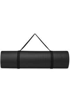 Buy Yoga Mat - Non Slip Yoga Mat with Yoga Mat Strap Included - Exercise Mat Ideal for HiiT, Pilates, Yoga and Many Other Home Workouts - 185 x 90 x 10cm(BLACK) in UAE