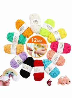 Buy 12 Assorted Colors Rainbow DIY Soft Acrylic Yarn, Perfect for Hand Needlework Knitting and Crochet Woven Project, Great for Garments, Sweaters, Scarves, Hats, and Craft Projects, 10g/pcs in UAE