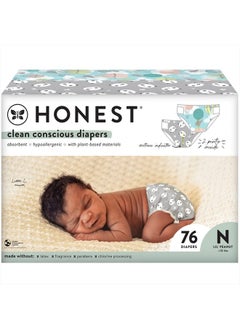 اشتري Clean Conscious Diapers | Plant-Based, Sustainable | Above It All + Pandas | Club Box, Size Newborn, 76 Count في الامارات