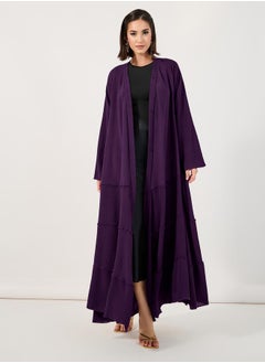 Buy Tiered Crepe Abaya with Flared Hem in Saudi Arabia