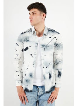 Buy Men Regular Fit Splatter Paint Long Sleeves Casual Shirt, White Combo in Saudi Arabia