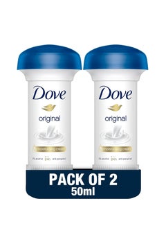 Buy Dove Women Antiperspirant Deodorant Cream, for 24H Protection, Original, Alcohol Free with Moisturising Cream, 50ml, Pack of 2 in Saudi Arabia