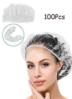Buy 100 Pieces Disposable Shower Caps, Plastic Clear Thickening Bath Hair Cap and Thick Waterproof Bath Caps for Hair Treatment, Spa, Hotel and Hair Solon, Home Use,Portable Travel (Size 15in) in UAE