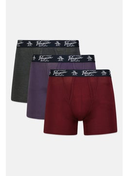 Buy Men 3 Pc Textured Boxer Briefs, Maroon/Purple/Dark Grey in Saudi Arabia