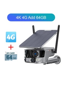 اشتري 4K 180 درجة زاوية رؤية واسعة للغاية 4G كاميرا مراقبة تعمل بالطاقة الشمسية في الهواء الطلق WIFI 4X Zoom عدسة مزدوجة PIR كشف الإنسان كاميرا CCTV في السعودية