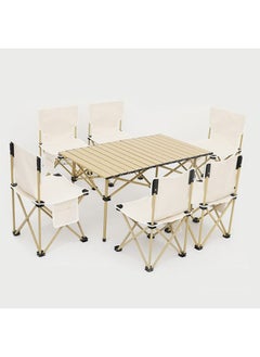 Buy 7 PCs Aluminum Folding Camping Table and Chairs Set with Carrying Bag for Outdoor in UAE