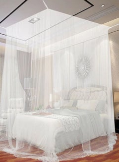 اشتري كانوبي ناموسية شبكية كاملة لتزيين غرفة النوم وسرير معلق من 4 زوايا 90 × 190 سم أبيض في السعودية