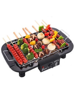 Buy Electric Barbecue Grill Smokeless Indoor/Outdoor Portable Kitchen BBQ Grill 2000W with Adjustable Temperature Control, Removable Water Filled Drip Tray Electric Grill in UAE
