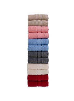 Buy Towel 12-Piece Face  SetSalerino 520 Gsm 100% Cotton-Popcorn Terry Viscose BorderFace  33X33 CmSoft Touch Extra Absorbent-6 Assorted Colour in Saudi Arabia