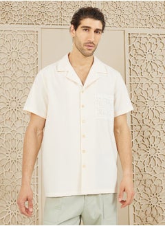 Buy Lace Patch Pocket Cuban Collar Shirt in Saudi Arabia