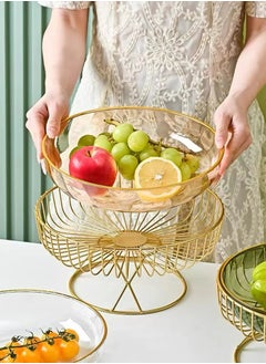 Buy Fruit Basket Fruit Plate, Kitchen Counter Living Room Vegetable Fruit Bread Dried Fruit Candy Snack Storage Basket, Removable Metal Tray, Large Capacity in Saudi Arabia