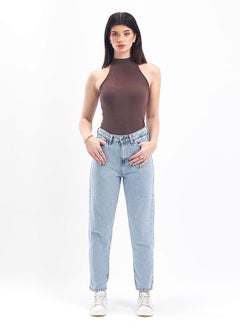 Buy High-Waist Light Washed Mom-Fit Jeans. in Egypt