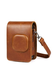 Buy PU Leather Camera Case Cover Bag Compatible with Fujifilm Instax Mini LiPlay Camera - Brown in UAE