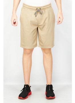 Buy Men Drawstring Heather Jogger Short, Beige in Saudi Arabia