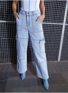 Buy Cargo Straight Jeans with Belt Loops in Saudi Arabia