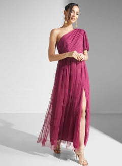 Buy One Shoulder Side Slit Dress in Saudi Arabia