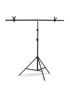 Buy Andoer 1.5 * 2m/4.9 * 6.5ft T-Shape Backdrop Stand Background Bracket Kit Aluminum Alloy Material Heavy Duty Portable Adjustable Height for Photography Video Studio with Spring Clip Black in Saudi Arabia