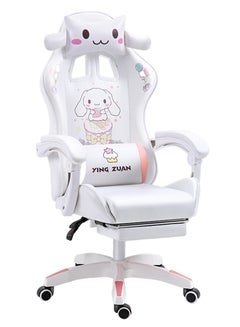 Buy Gaming chair computer chair home reclining dormitory chair cartoon swivel chair comfortable sedentary office chair ergonomic chair (white) in UAE