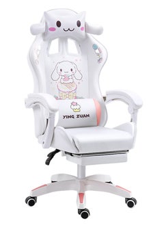 اشتري Gaming chair computer chair home reclining dormitory chair cartoon swivel chair comfortable sedentary office chair ergonomic chair (white) في الامارات