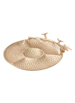 اشتري Leaf Enamel Cake & Dip Tray, Gold – 34x6 cm في الامارات