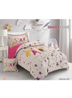 Buy Children's bedding and quilt set with medium filling, consisting of 4 pieces, reversible elastic sheet, size 170 * 230 cm, for boys and girls in Saudi Arabia