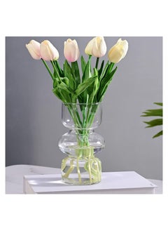 اشتري Clear Vases for Decor, 7 Inch Glass Vase Hydroponic Flower Vases Decorative for Home Décor, Modern Geometric Transparent Glass Vase for Living Room Wedding Centerpieces Office Table (Clear) في الامارات